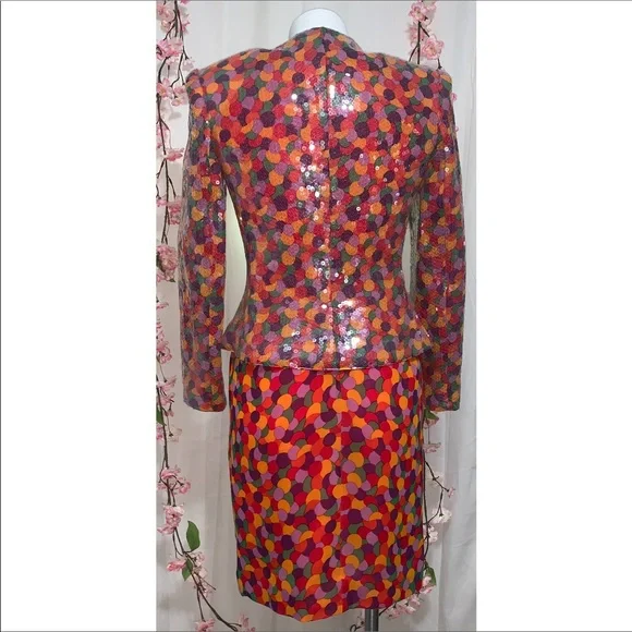 Vintage 1980's David Hayes Sequined Silk S… - Picture 5 of 12